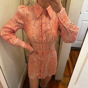 Linen pink paisley Zimmerman mini dress